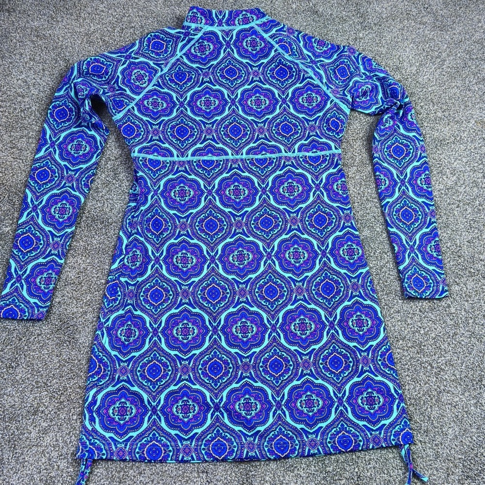 Coolibar UPF 50 Blue Purple Geometric Swim Rash Guard Tunic Womens XS - Picture 2 of 7
